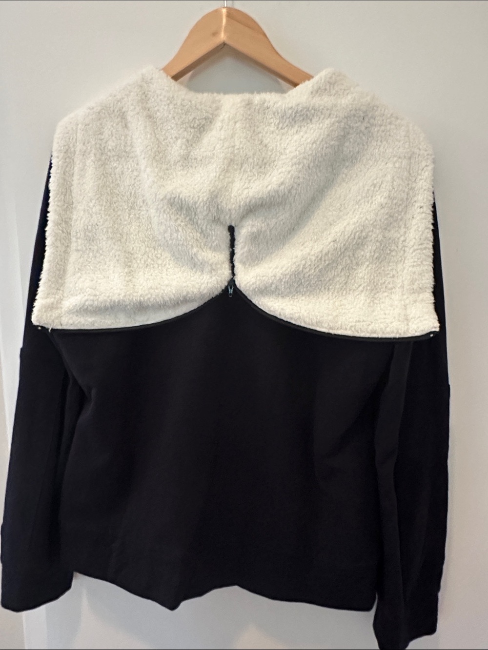 Talbots Dark Navy Zip-Up Teddy-Lined Hoodie with Cream Sherpa Hood - Picture 5 of 5